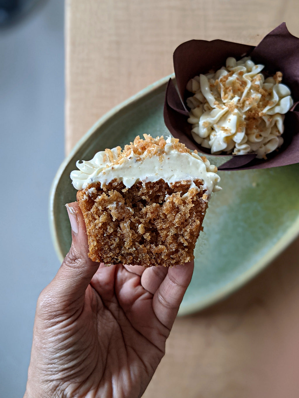 Coconut Jaggery Cakelet with Cream Cheese Frosting